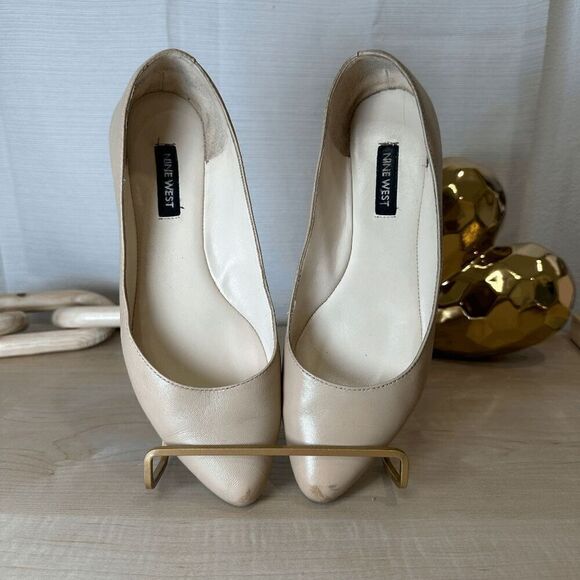 NINE WEST Nude Leather Pointed Toe Ballet‎ Flats Shoes Size 6M - Picture 6 of 8